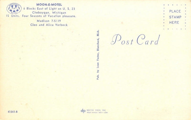 Pine River Motel (Moon-E-Motel) - Old Postcard